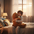 Ours en peluche marron foncé de 60 cm de la marque Petit-Ours, doux et câlin, posé sur un fond neutre.